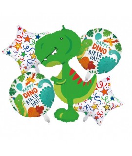Set fóliových balónov - Happy DINO Birthday - T-Rex (5ks)