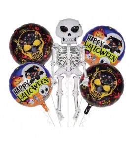 Set fóliových balónov - Happy Halloween - Kostlivec (5ks)