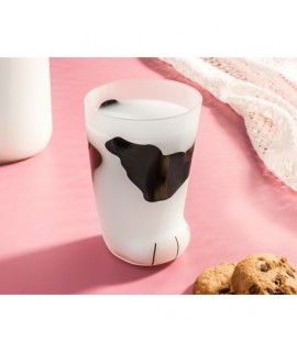 Sklenený pohár na mliečko - Mačacia labka Čierna