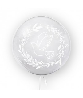Transparentný fóliový balónik - Holubička 45cm Biela