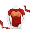 Vtipné tričko s 3D prsiami - červené