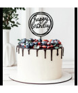 Zápich na tortu - Happy Birthday, okrúhly 11cm Čierna