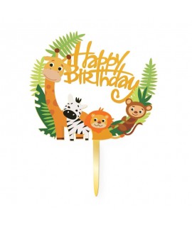 Zápich na tortu - Happy Birthday - Safari - 15cm